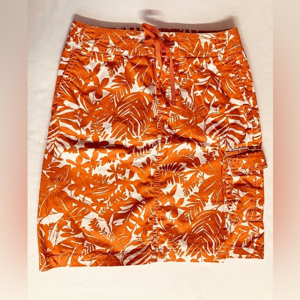 Women’s Cargo Style Skirt, Size 6, Orange/White, Liz Claiborne